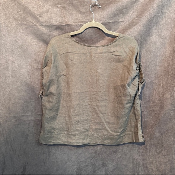 Everlane Linen Side Tie Top Olive Green Minimalist Capsule Wardrobe S - Picture 13 of 13